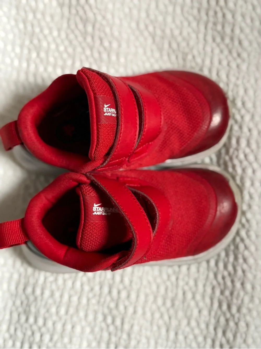 Nike Kids Red and Gray Velcro Athletic Sneakers